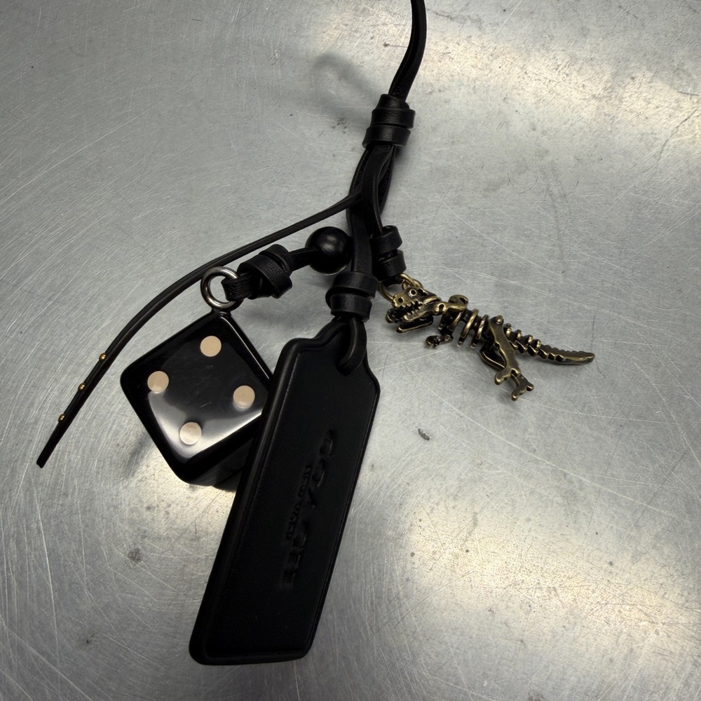 Coach Black Key & Card Holder with Gold Accents